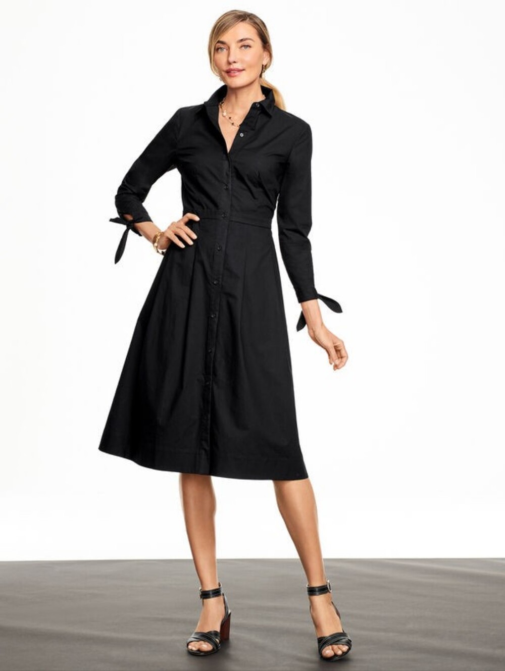 NWT Talbots Black Poplin Shirt Dress